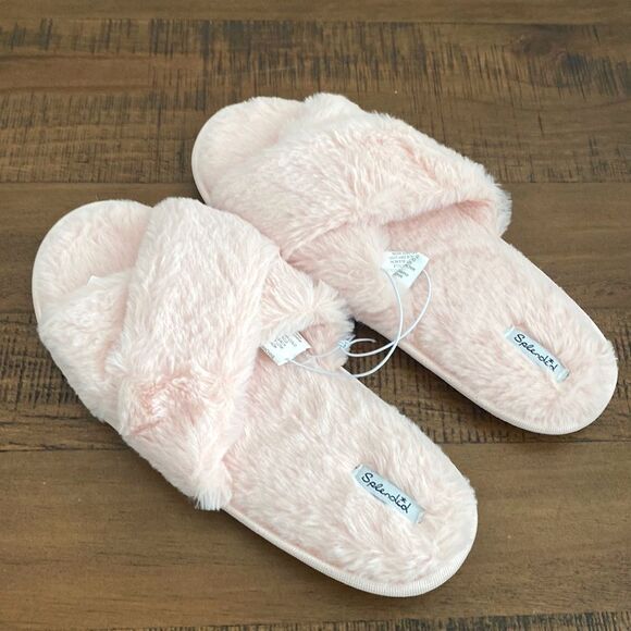 Splendid - SIZE M/L - Light Pink - Fuzzy Slide Slippers - New - Picture 1 of 3